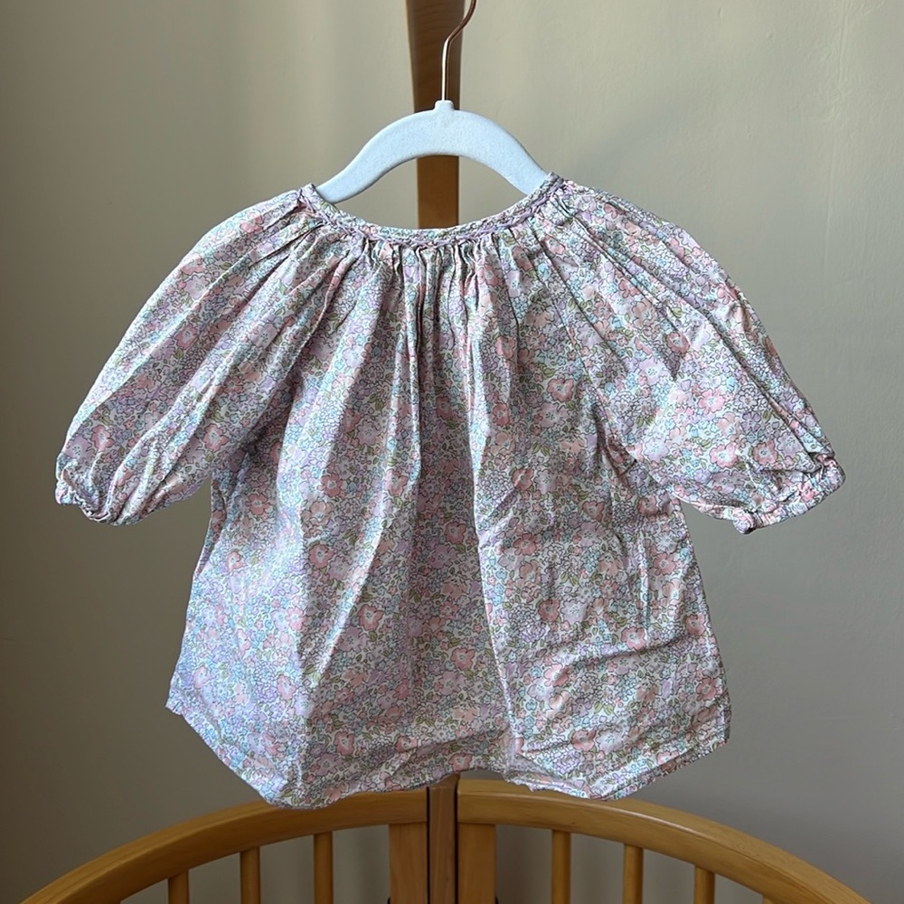 Tache de Naissance Liberty fabric top with tie at the back, size 18-24months